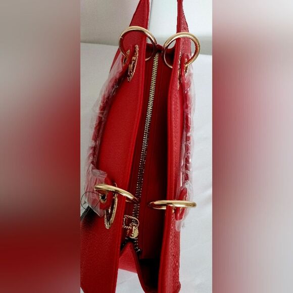 Bangley Mischka  Crossbody Handbag/Tote Rich Red W/ Gold Accents ~NWT - Picture 7 of 13